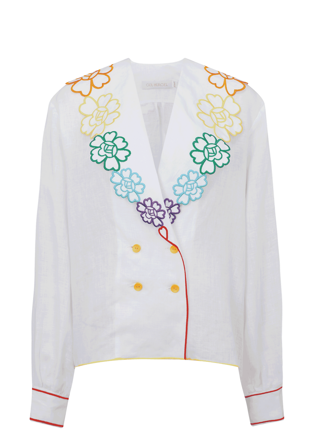 Floral Embroidered Collar Shirt