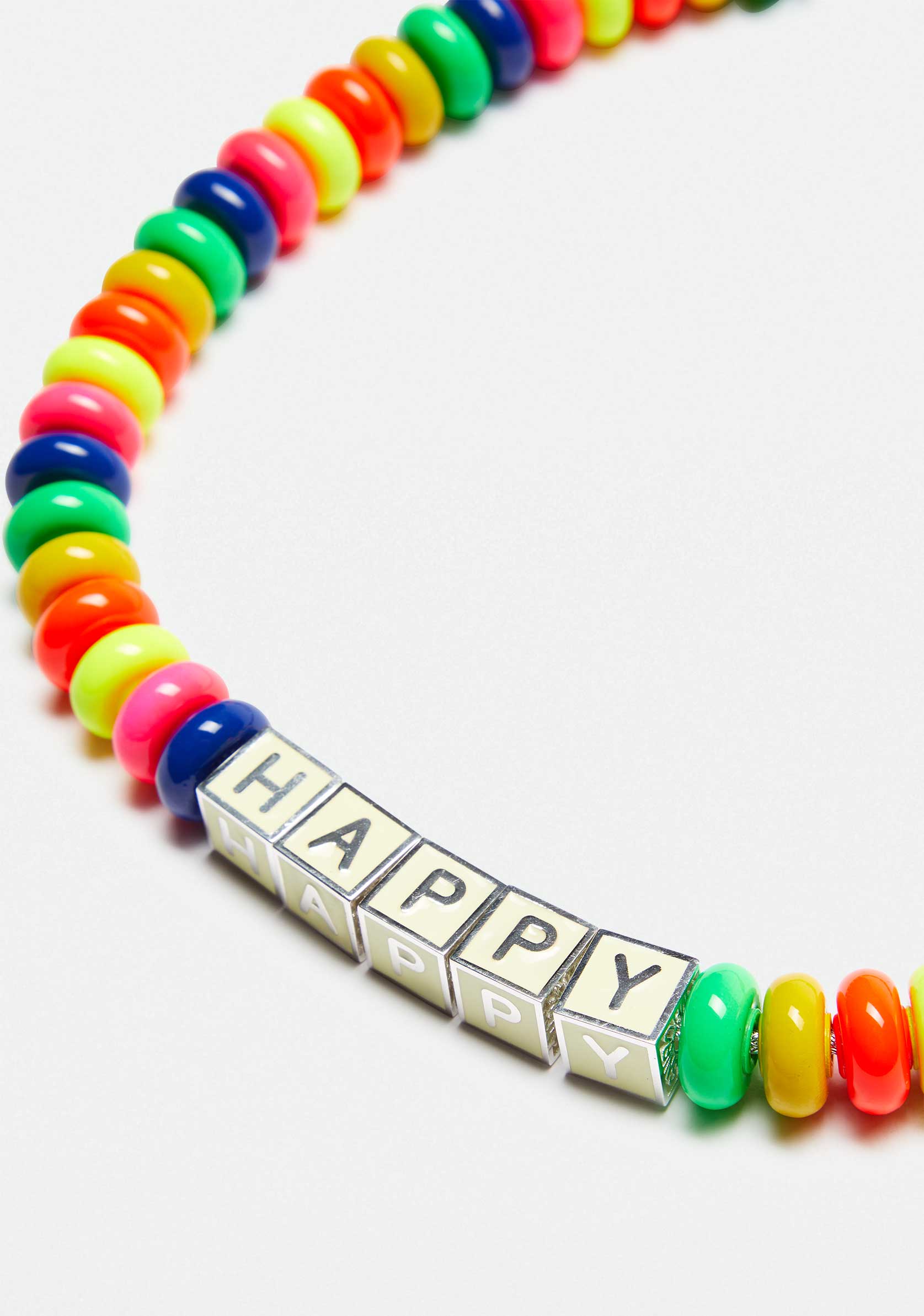 Happy Beaded Silver Necklace